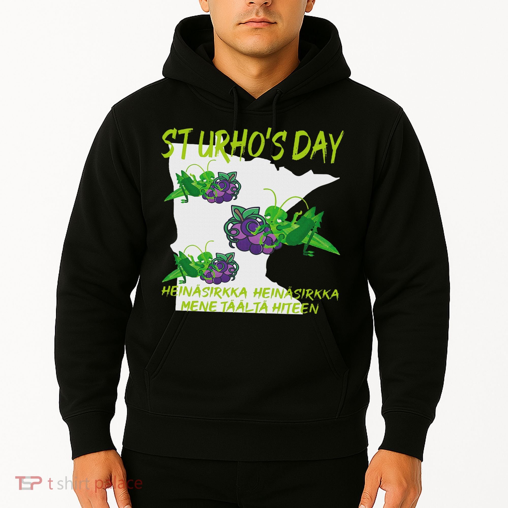 St Urhos Day Grasshopper Grapes Vineyard Gift Minnesota Map Hoodie
