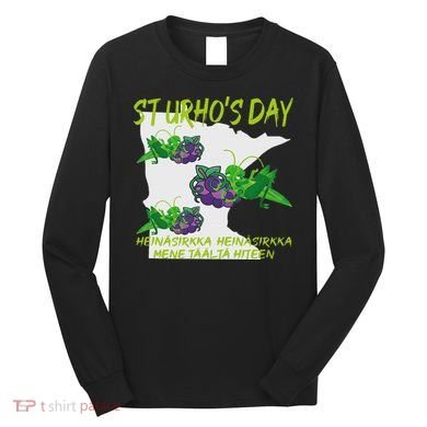 St Urhos Day Grasshopper Grapes Vineyard Gift Minnesota Map Long Sleeve Shirt