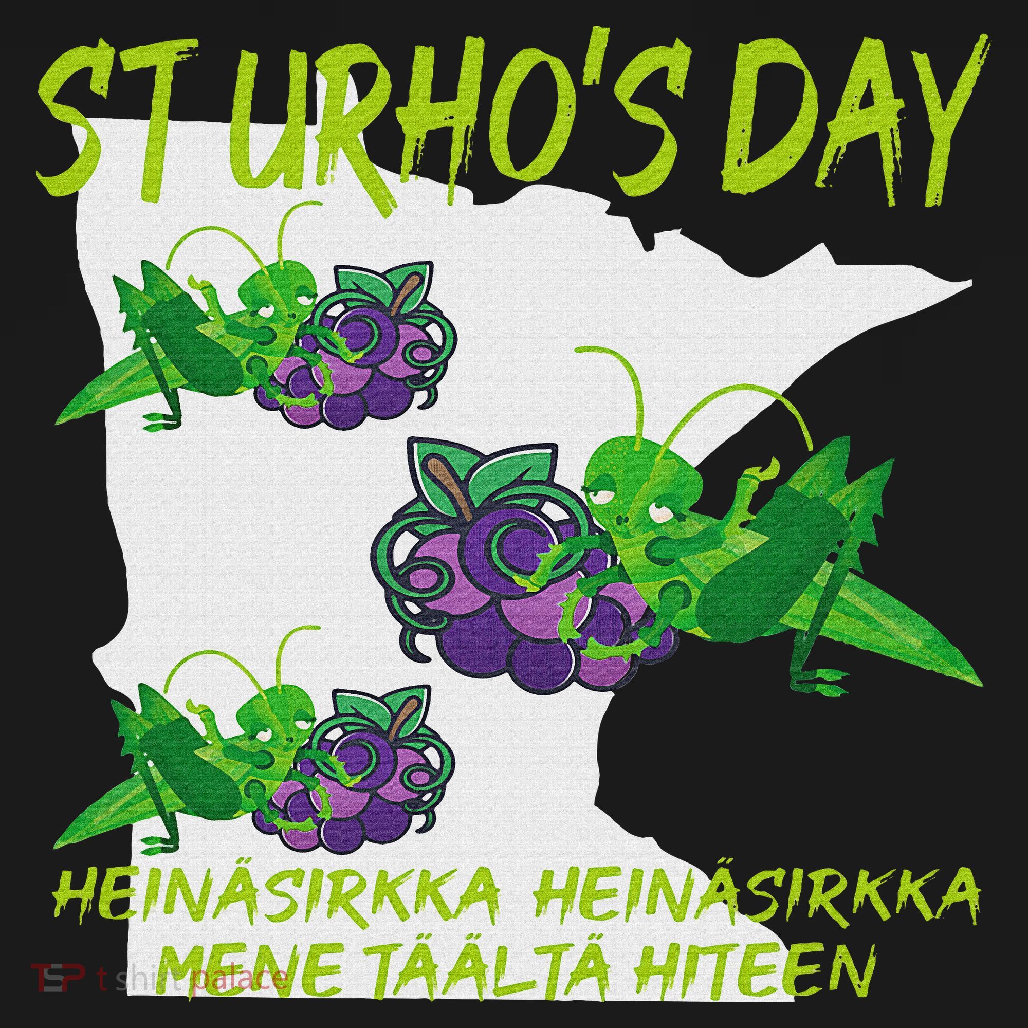St Urhos Day Grasshopper Grapes Vineyard Gift Minnesota Map Sweatshirt