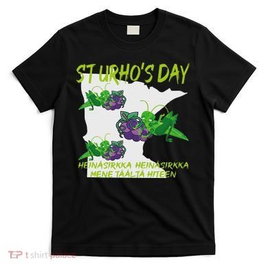 St Urhos Day Grasshopper Grapes Vineyard Gift Minnesota Map T-Shirt