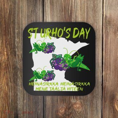 St Urhos Day Grasshopper Grapes Vineyard Gift Minnesota Map Coaster