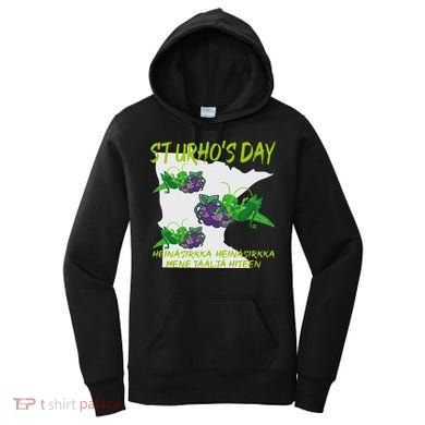 St Urhos Day Grasshopper Grapes Vineyard Gift Minnesota Map Women's Hoodie