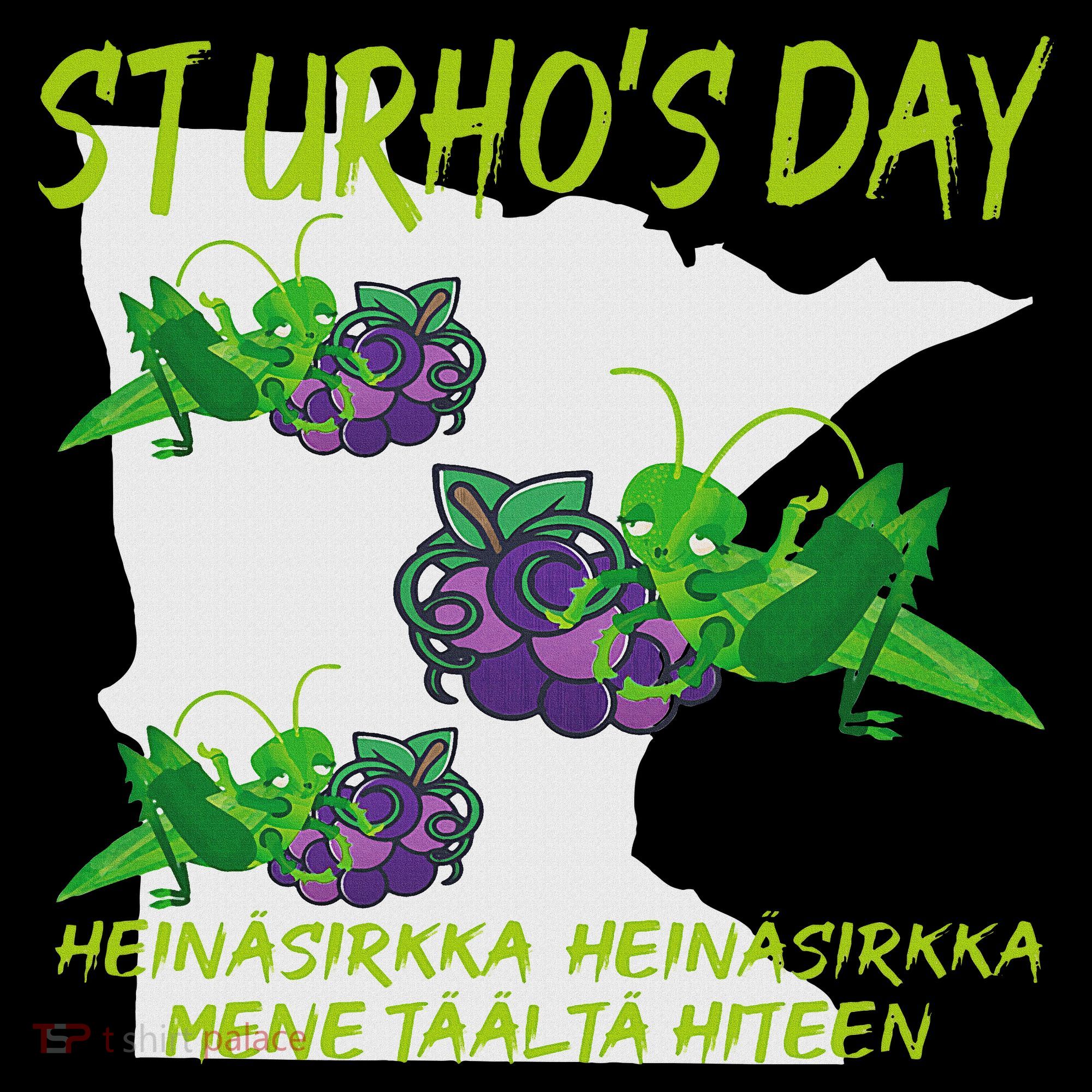 St Urhos Day Grasshopper Grapes Vineyard Gift Minnesota Map Women's Hoodie