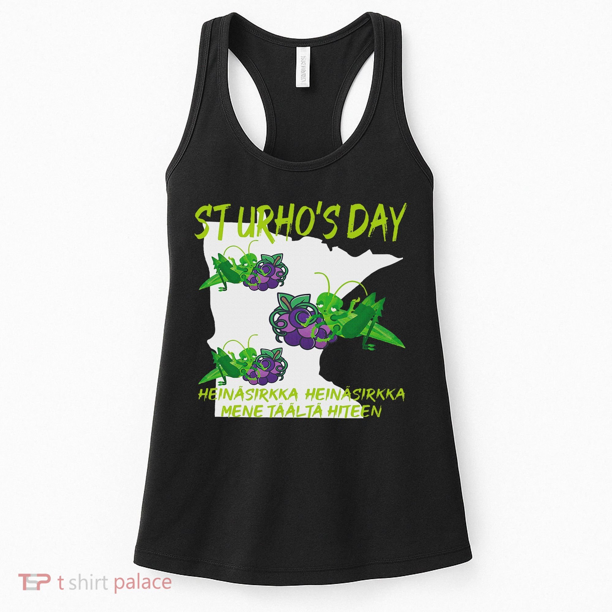 St Urhos Day Grasshopper Grapes Vineyard Gift Minnesota Map Women's Tank Top