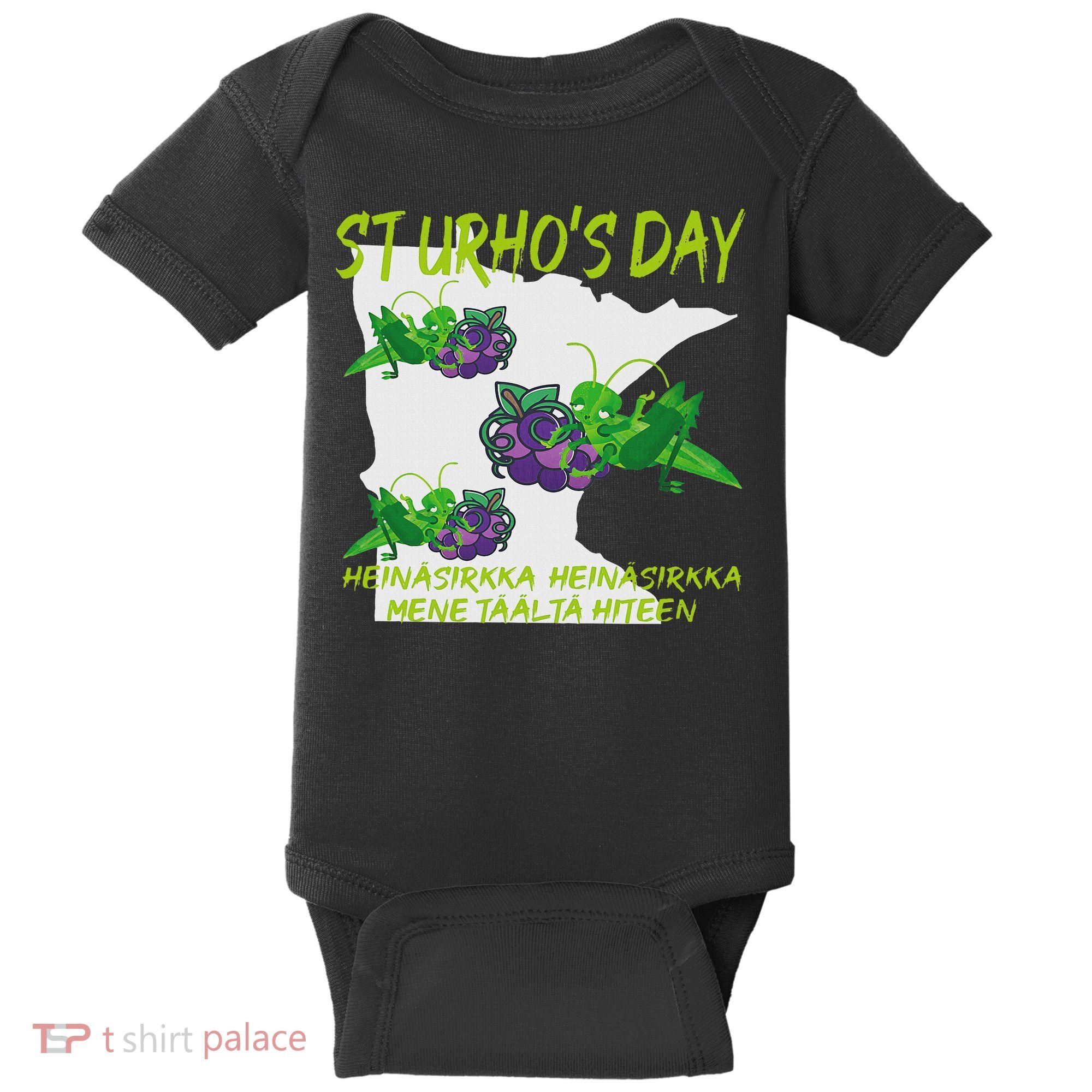 St Urhos Day Grasshopper Grapes Vineyard Gift Minnesota Map Baby Bodysuit