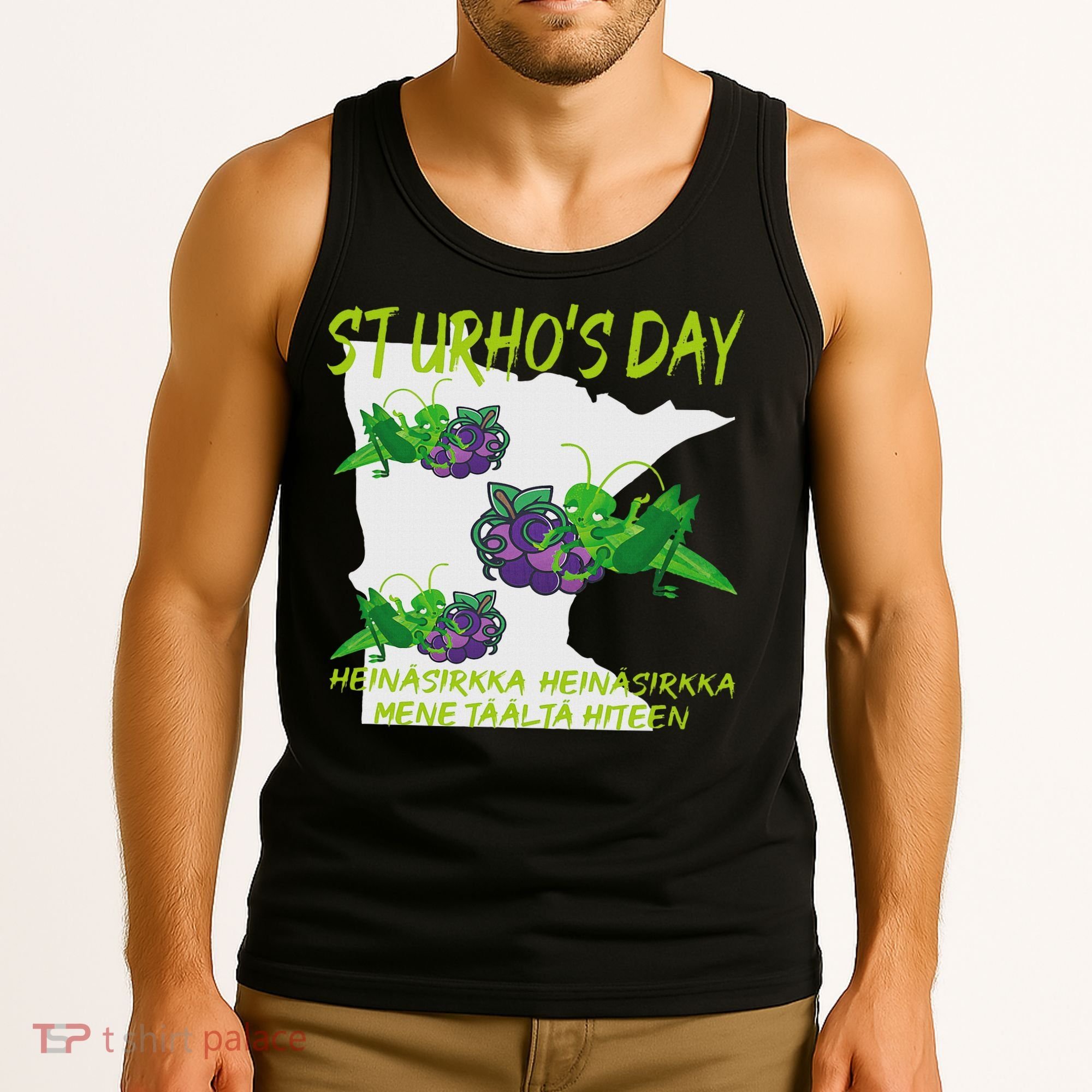 St Urhos Day Grasshopper Grapes Vineyard Gift Minnesota Map Tank Top
