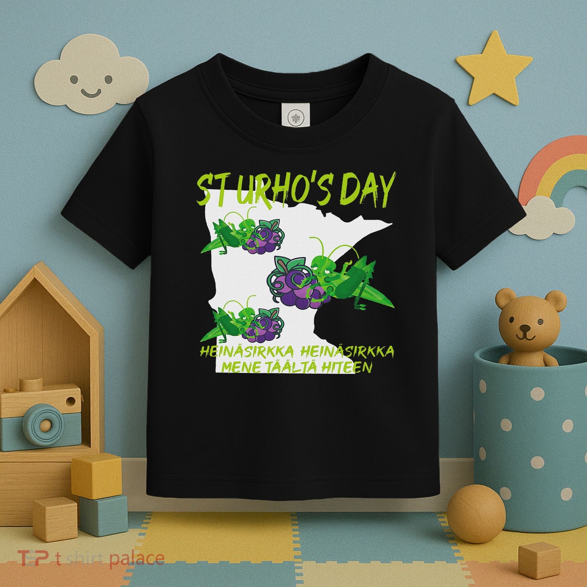 St Urhos Day Grasshopper Grapes Vineyard Gift Minnesota Map Toddler T-Shirt