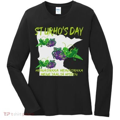 St Urhos Day Grasshopper Grapes Vineyard Gift Minnesota Map Women's Long Sleeve Shirt