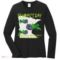 St Urhos Day Grasshopper Grapes Vineyard Gift Minnesota Map Women's Long Sleeve Shirt thumb 0