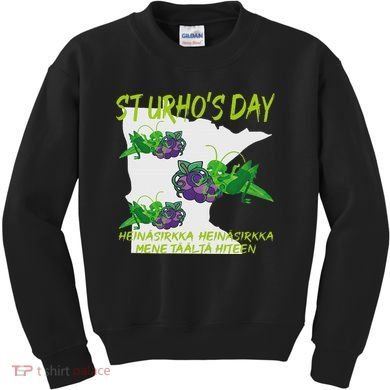 St Urhos Day Grasshopper Grapes Vineyard Gift Minnesota Map Kids Sweatshirt