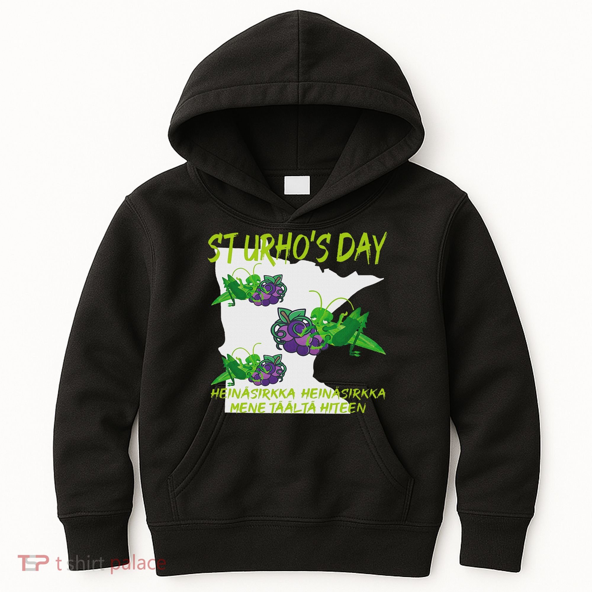 St Urhos Day Grasshopper Grapes Vineyard Gift Minnesota Map Kids Hoodie