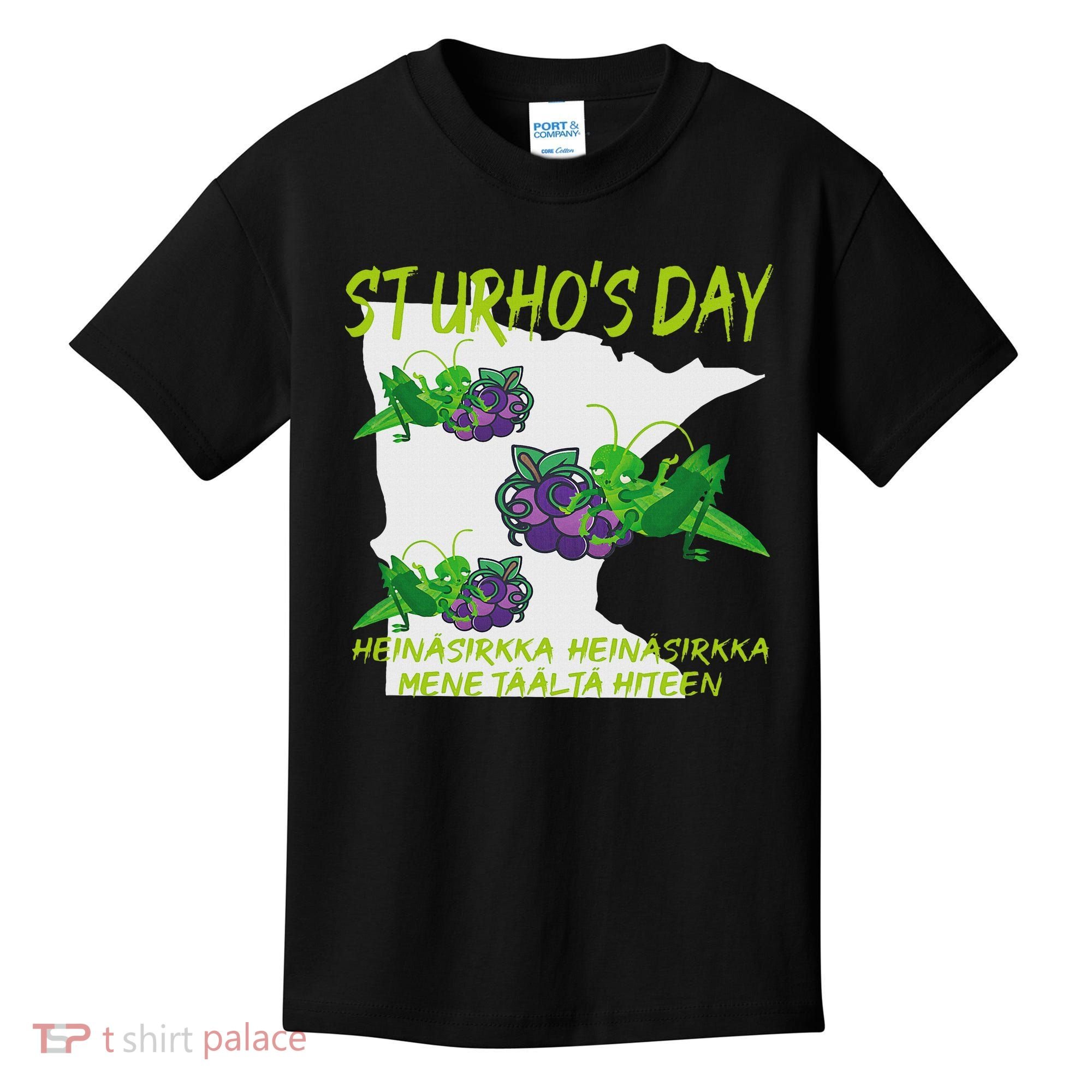 St Urhos Day Grasshopper Grapes Vineyard Gift Minnesota Map Kids T-Shirt