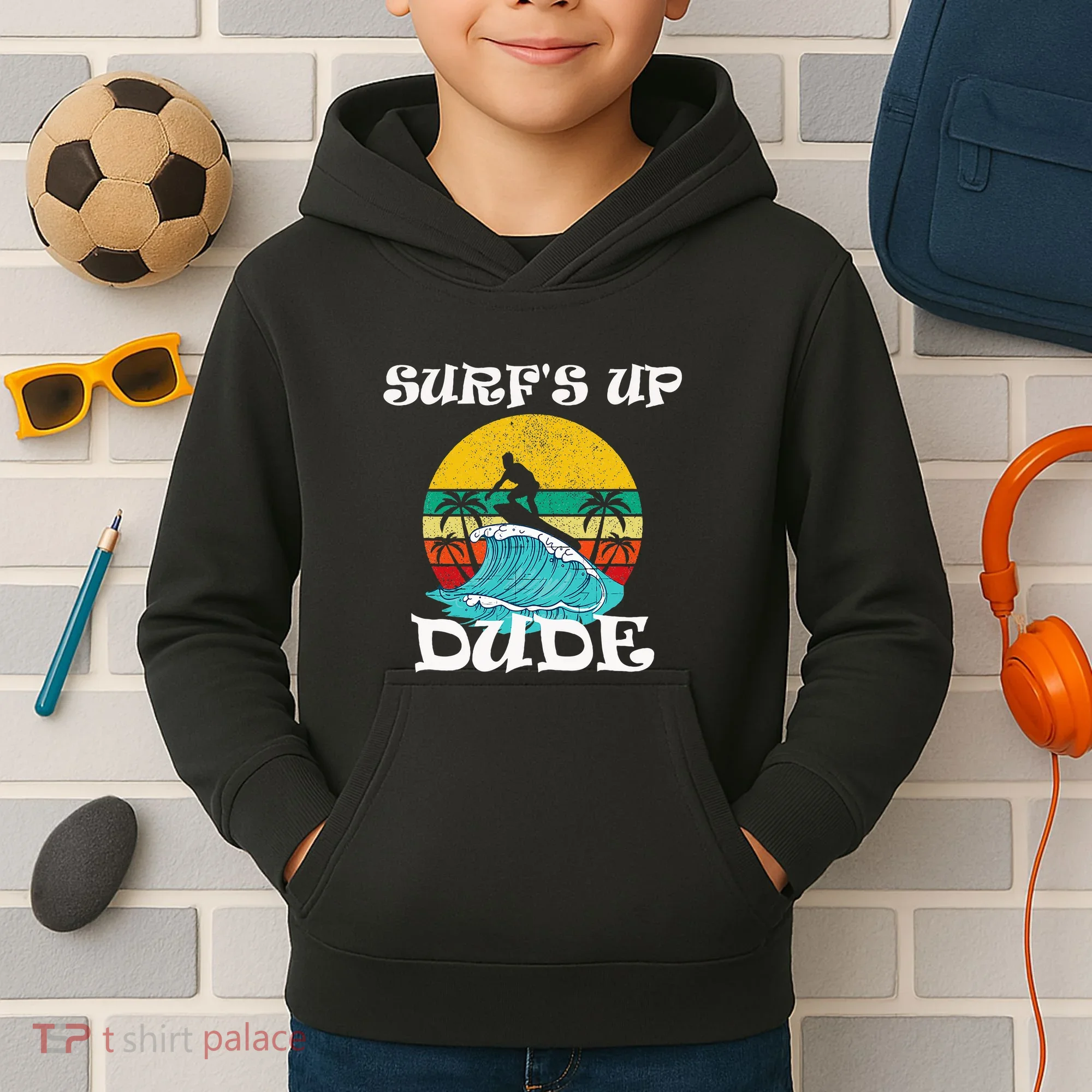 SurfS Up Dude Kids Hoodie