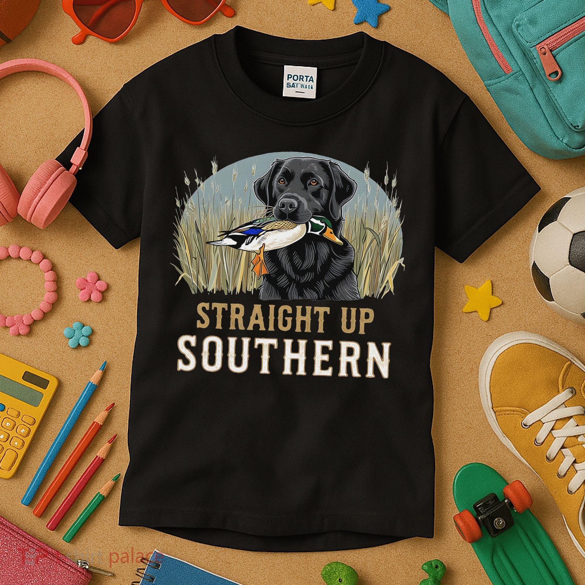 Straight Up Dog Hunting Duck Southern Hunting Kids T-Shirt