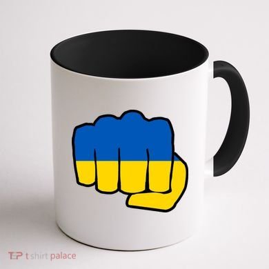 Support Ukraine Flag Fist Coffee Mug back
