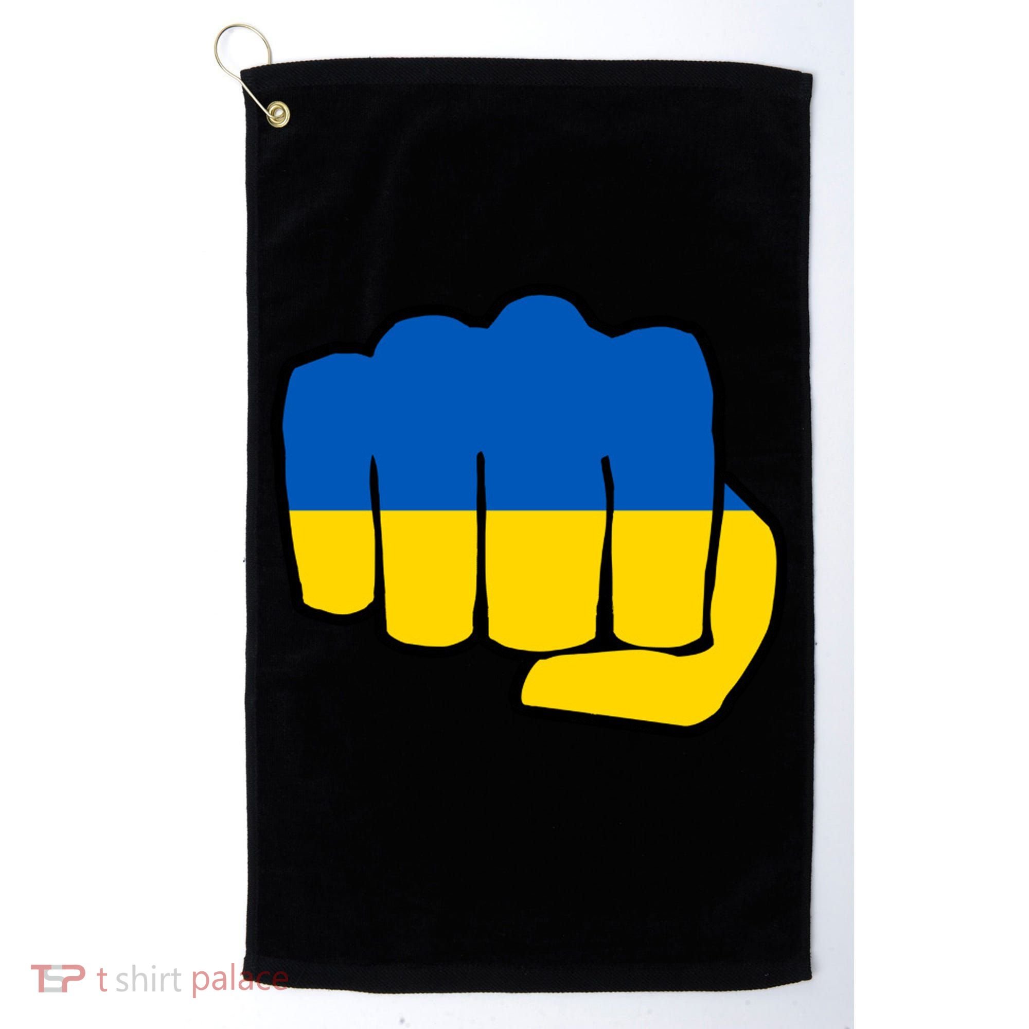 Support Ukraine Flag Fist Golf Towel