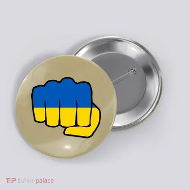 Support Ukraine Flag Fist Button