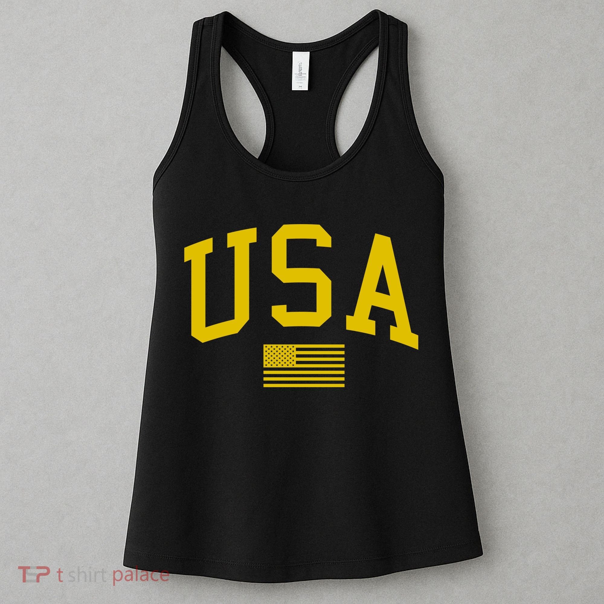 Simplified USA Flag Sports Fan Varsity Women's Tank Top