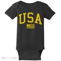 Simplified USA Flag Sports Fan Varsity Baby Bodysuit thumb 0