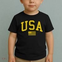 Simplified USA Flag Sports Fan Varsity Toddler T-Shirt thumb 2