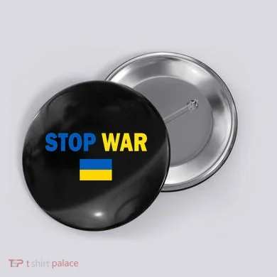 Support Ukraine Flag Stop War Button
