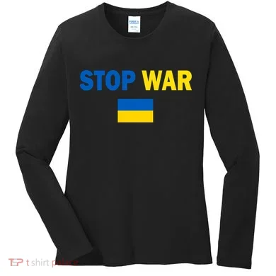 Support Ukraine Flag Stop War Women's Long Sleeve Shirt
