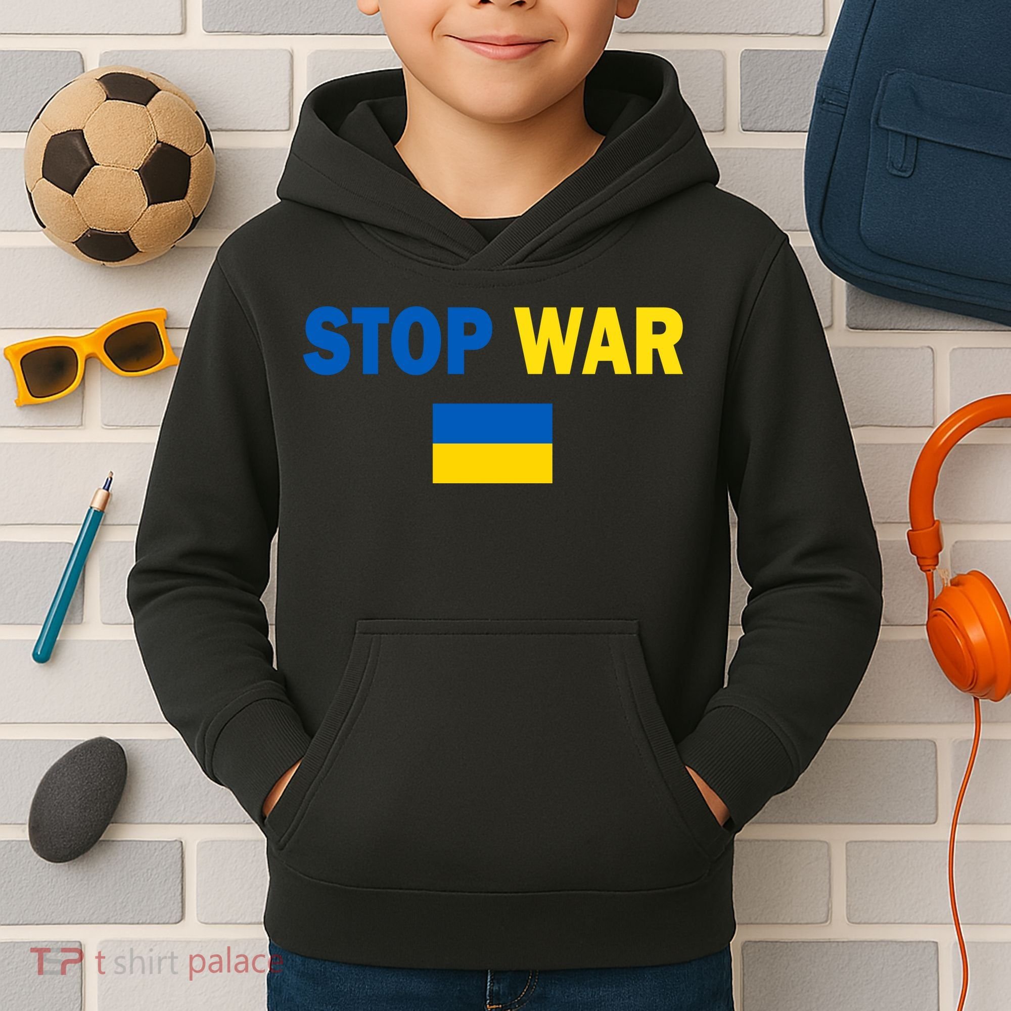 Support Ukraine Flag Stop War Kids Hoodie