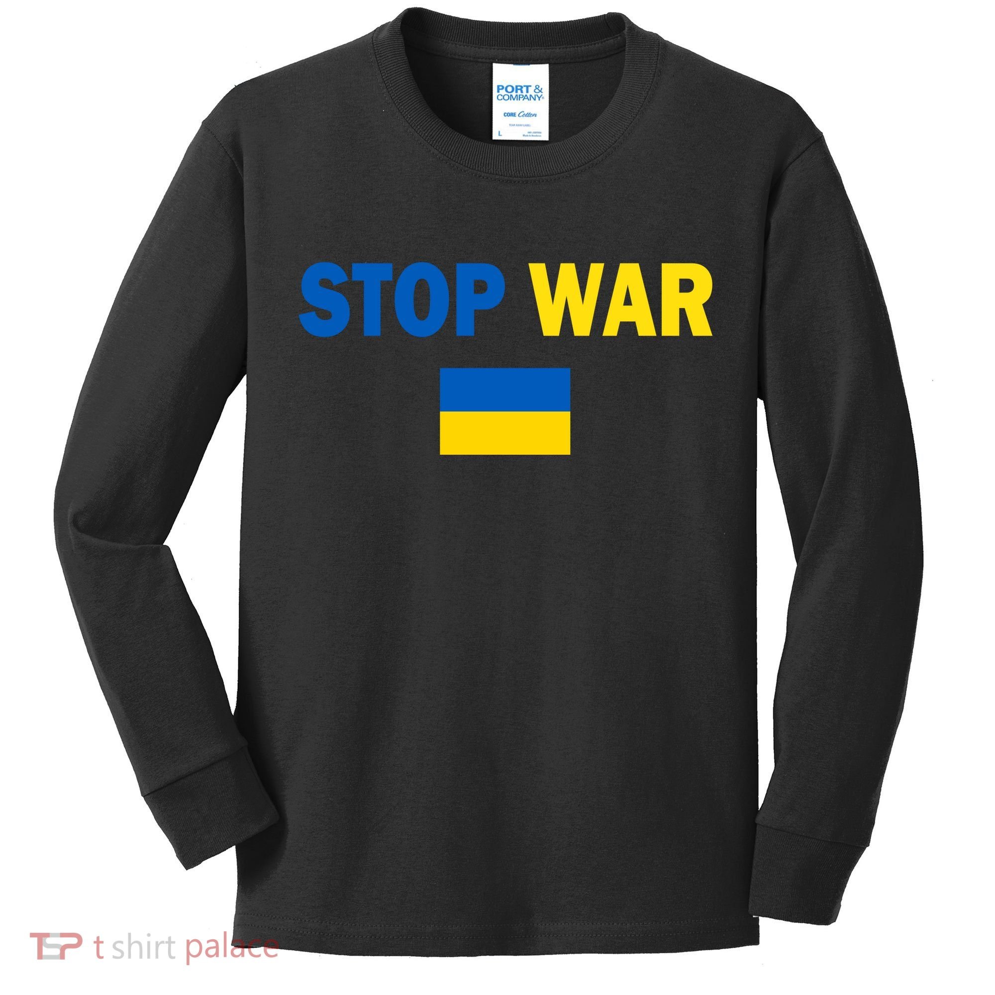 Support Ukraine Flag Stop War Kids Long Sleeve Shirt