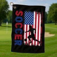 Soccer Usa Flag For Soccer Lover Gift Golf Towel thumb 1