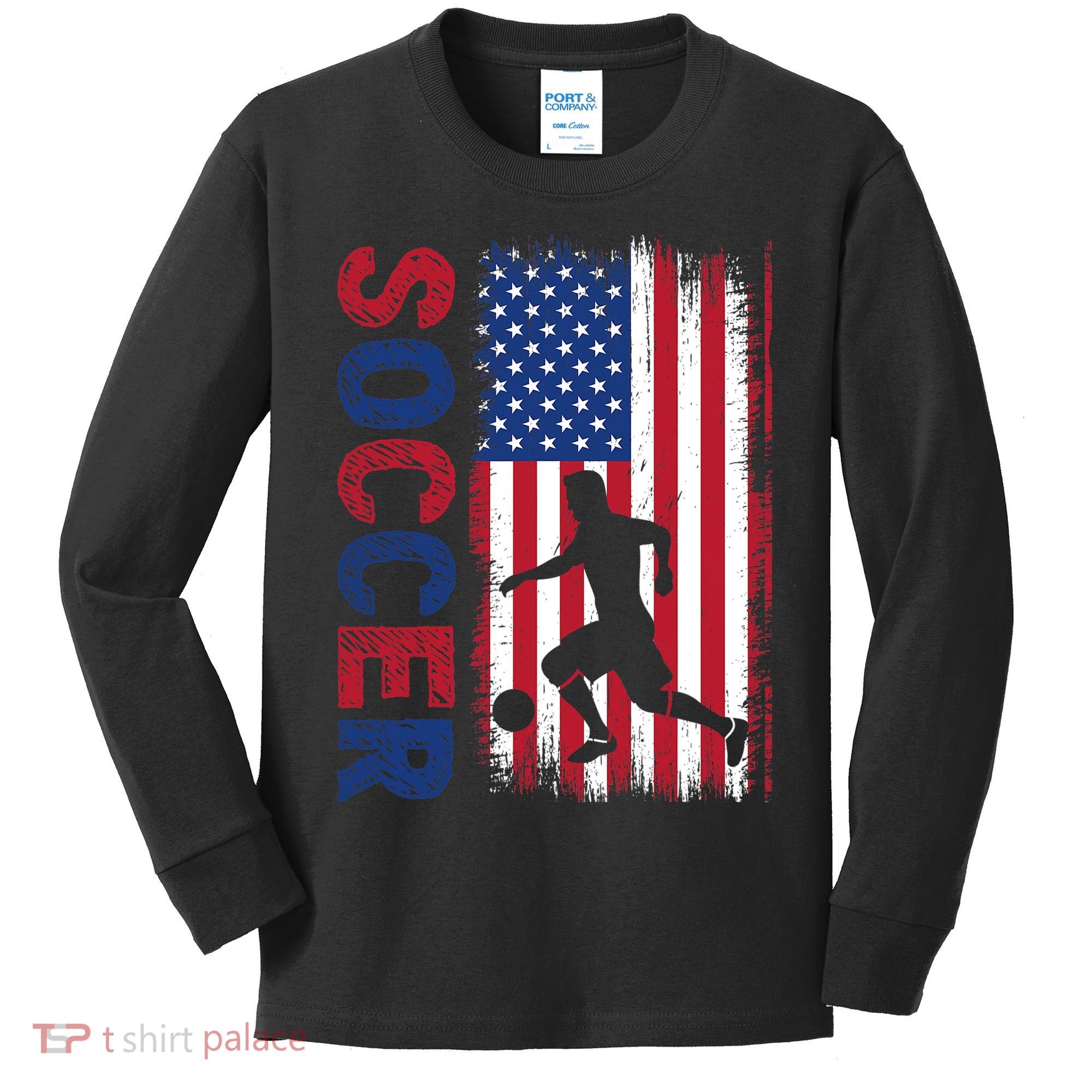 Soccer Usa Flag For Soccer Lover Gift Kids Long Sleeve Shirt