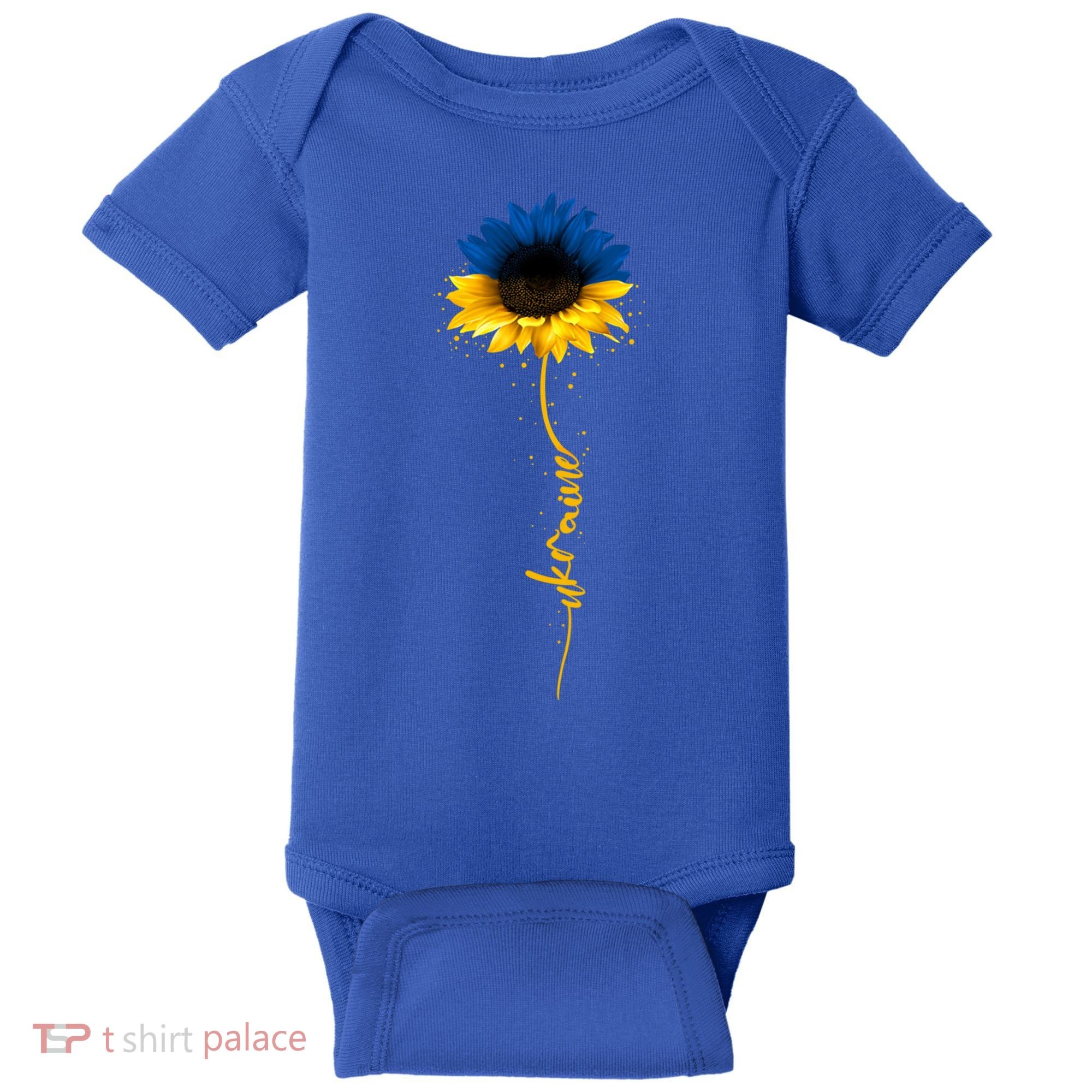 Sunflower Ukrainian Flag Tee I Stand With Ukraine Peace Meaningful Gift Baby Bodysuit