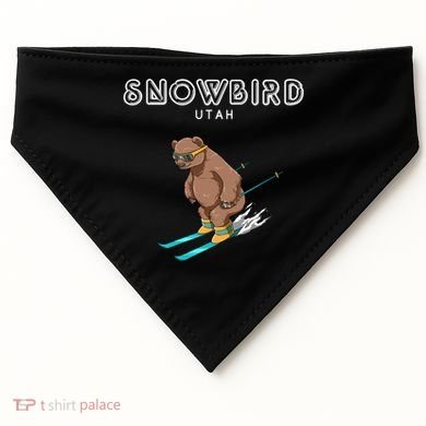 Snowbird Utah Funny Ski Grizzly Bear Gift USA-Made Doggie Bandana
