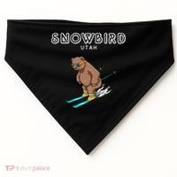 Snowbird Utah Funny Ski Grizzly Bear Gift USA-Made Doggie Bandana thumb 0
