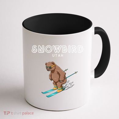 Snowbird Utah Funny Ski Grizzly Bear Gift Coffee Mug back