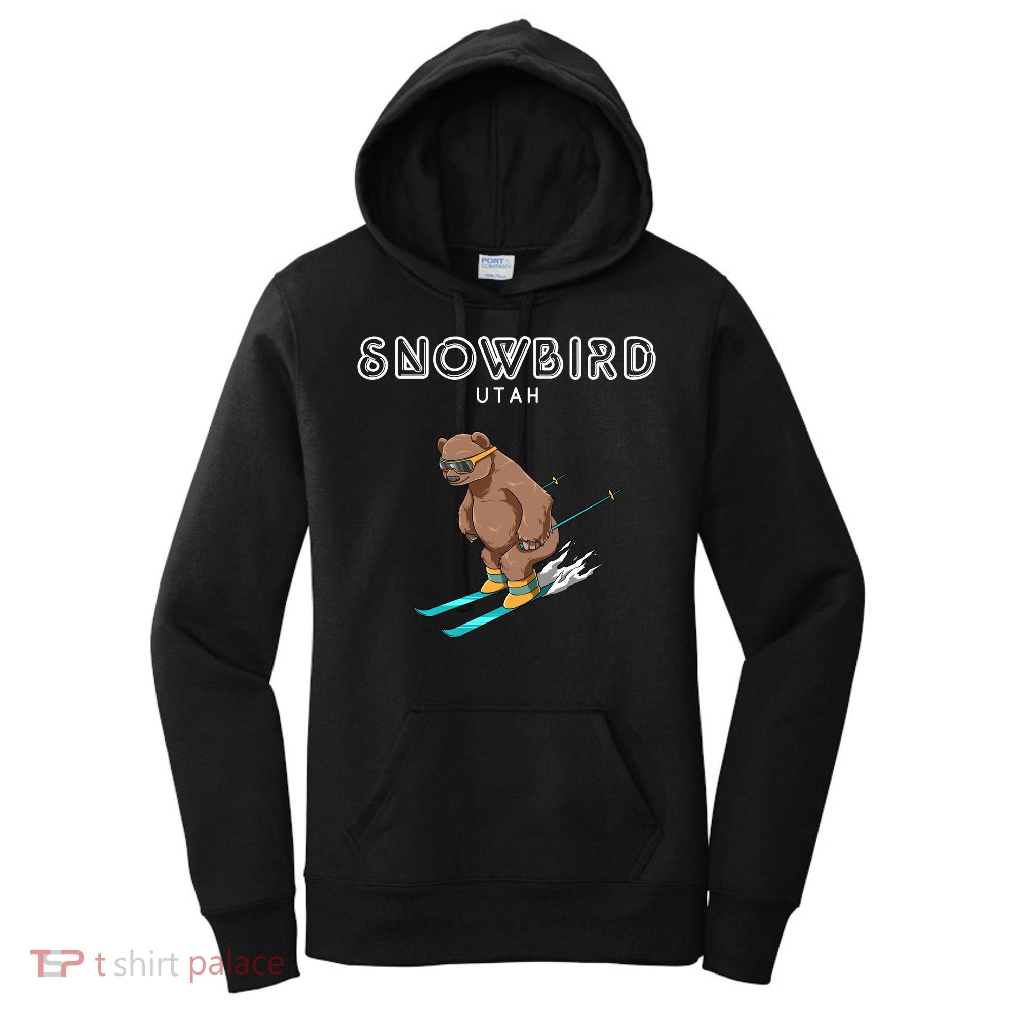 Snowbird Utah Funny Ski Grizzly Bear Gift Women's Hoodie