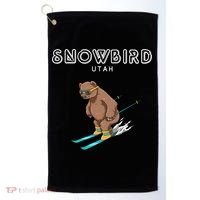 Snowbird Utah Funny Ski Grizzly Bear Gift Golf Towel thumb 0