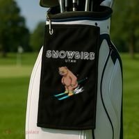 Snowbird Utah Funny Ski Grizzly Bear Gift Golf Towel thumb 2