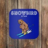 Snowbird Utah Funny Ski Grizzly Bear Gift Coaster thumb 0
