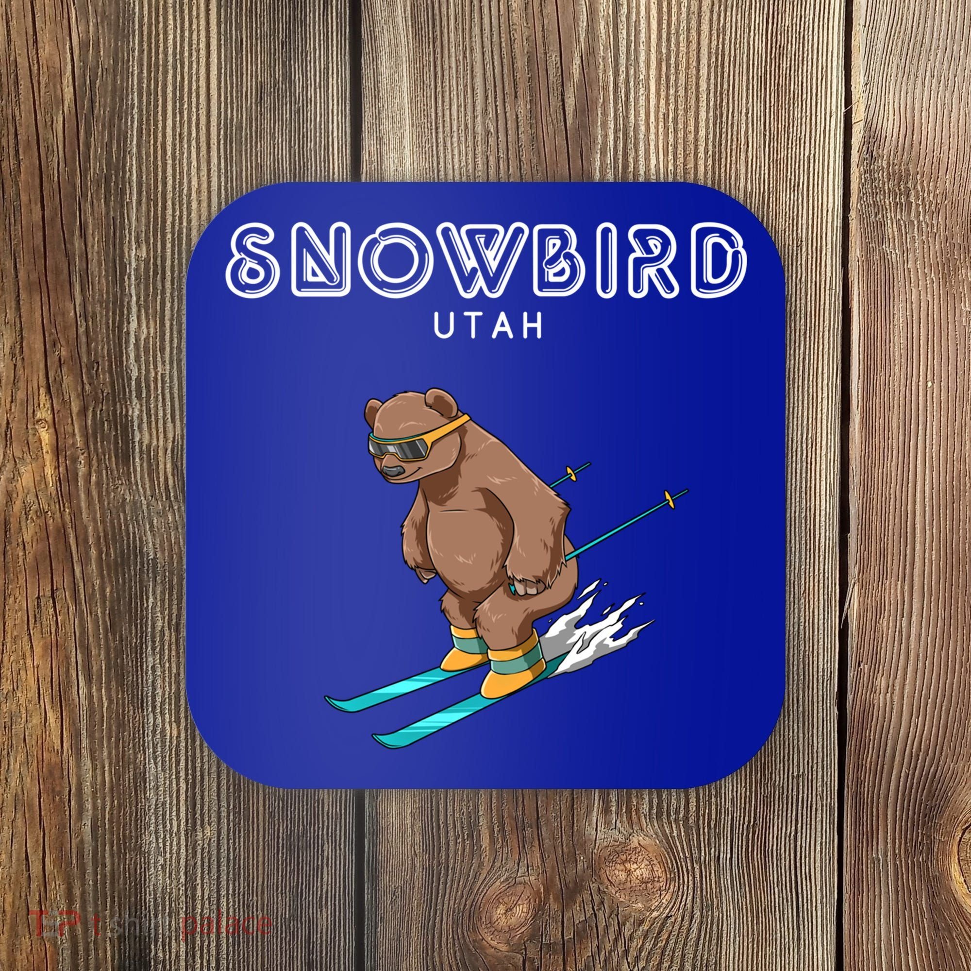 Snowbird Utah Funny Ski Grizzly Bear Gift Coaster