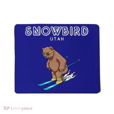 Snowbird Utah Funny Ski Grizzly Bear Gift Mousepad