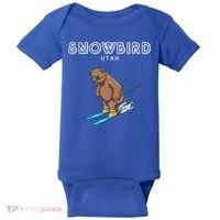 Snowbird Utah Funny Ski Grizzly Bear Gift Baby Bodysuit thumb 0