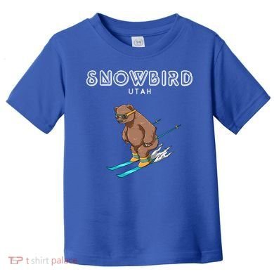 Snowbird Utah Funny Ski Grizzly Bear Gift Toddler T-Shirt