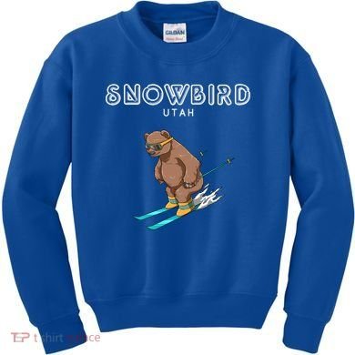 Snowbird Utah Funny Ski Grizzly Bear Gift Kids Sweatshirt