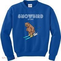 Snowbird Utah Funny Ski Grizzly Bear Gift Kids Sweatshirt thumb 0