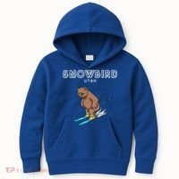 Snowbird Utah Funny Ski Grizzly Bear Gift Kids Hoodie thumb 0