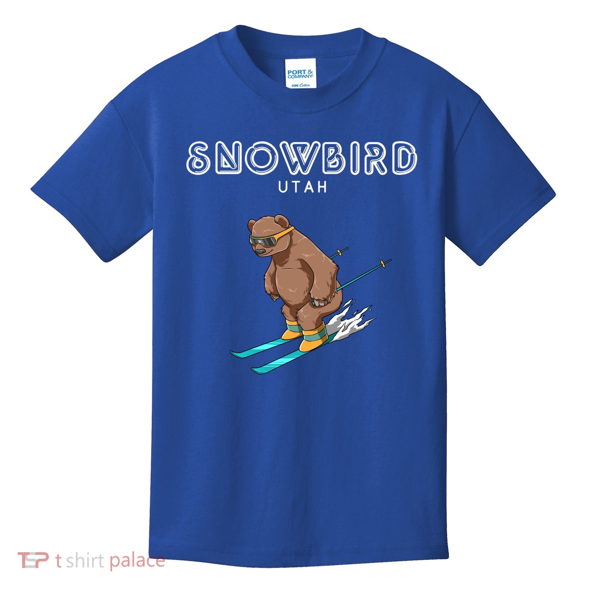 Snowbird Utah Funny Ski Grizzly Bear Gift Kids T-Shirt
