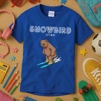 Snowbird Utah Funny Ski Grizzly Bear Gift Kids T-Shirt thumb 3