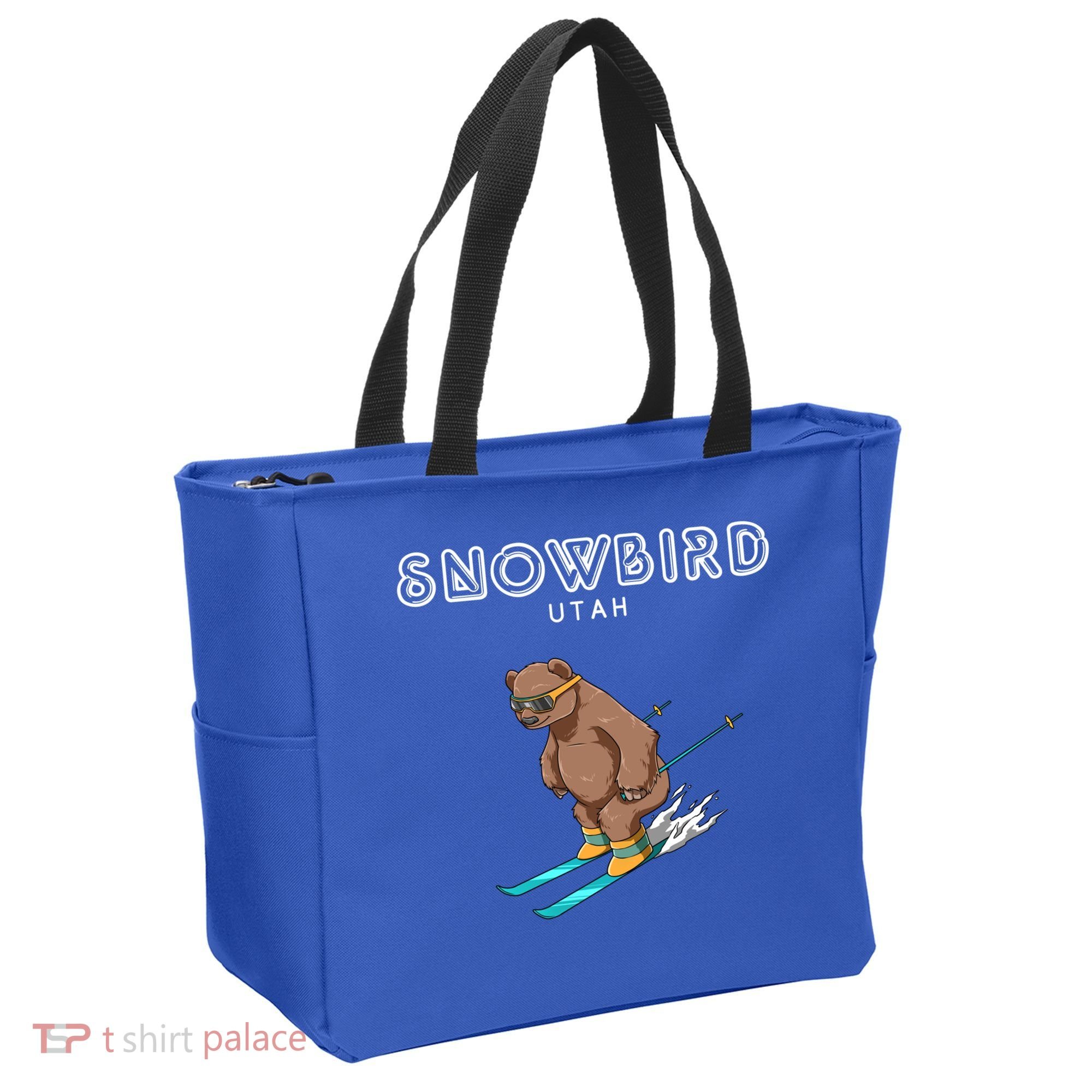Snowbird Utah Funny Ski Grizzly Bear Gift Tote Bag