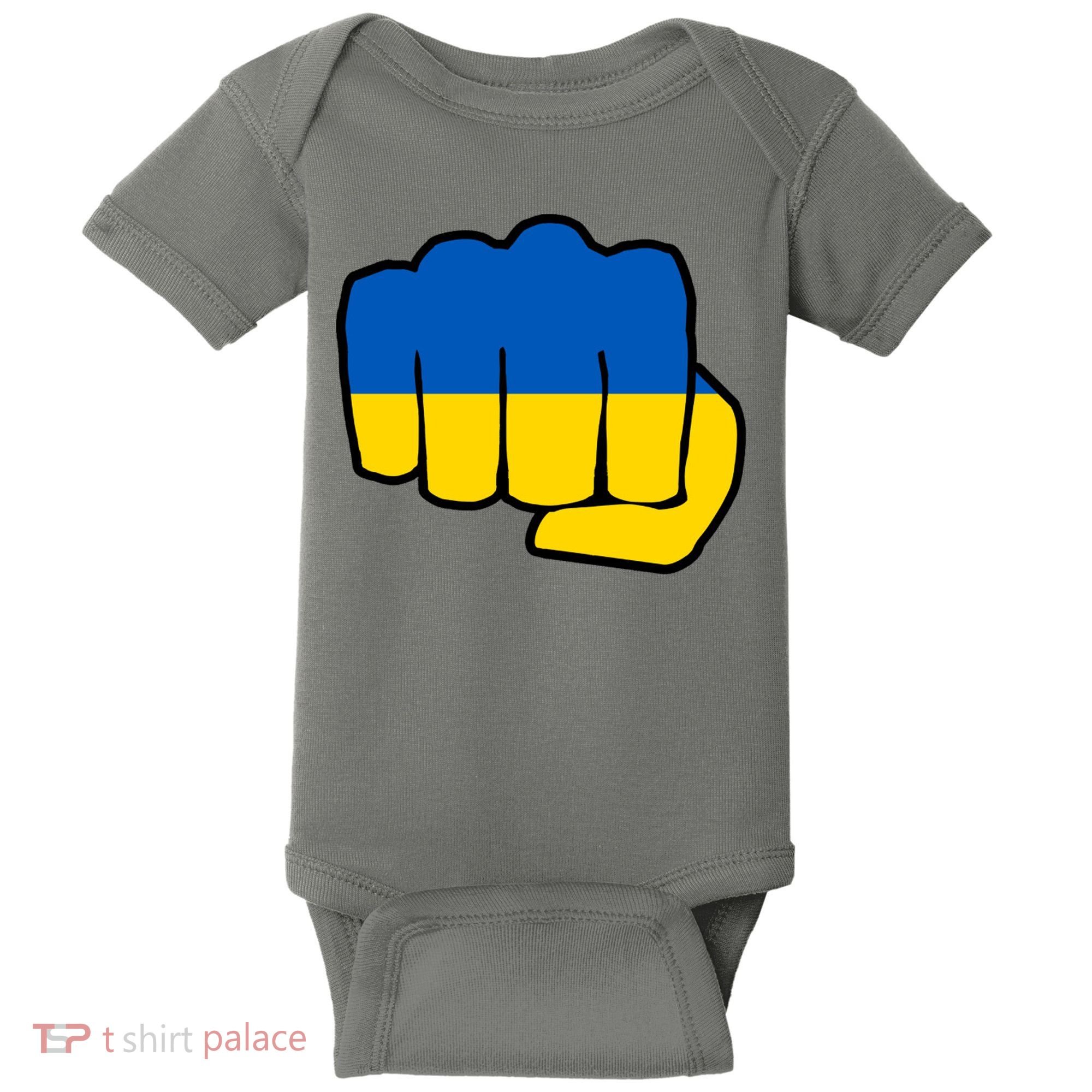 Support Ukraine Flag Fist Baby Bodysuit