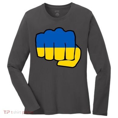 Support Ukraine Flag Fist Women's Long Sleeve Shirt
